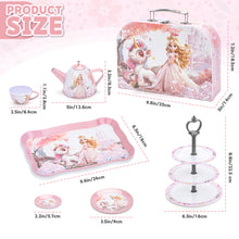 Load image into Gallery viewer, Magical Princess Tea Party Set for Kids - Adorable  Design with Carry Case, Durable Tin Tea Set, Smooth Edges, and Bright Colors - Perfect Gift for Girls&#39; Pretend Play, Birthday Parties, and Family Fun
