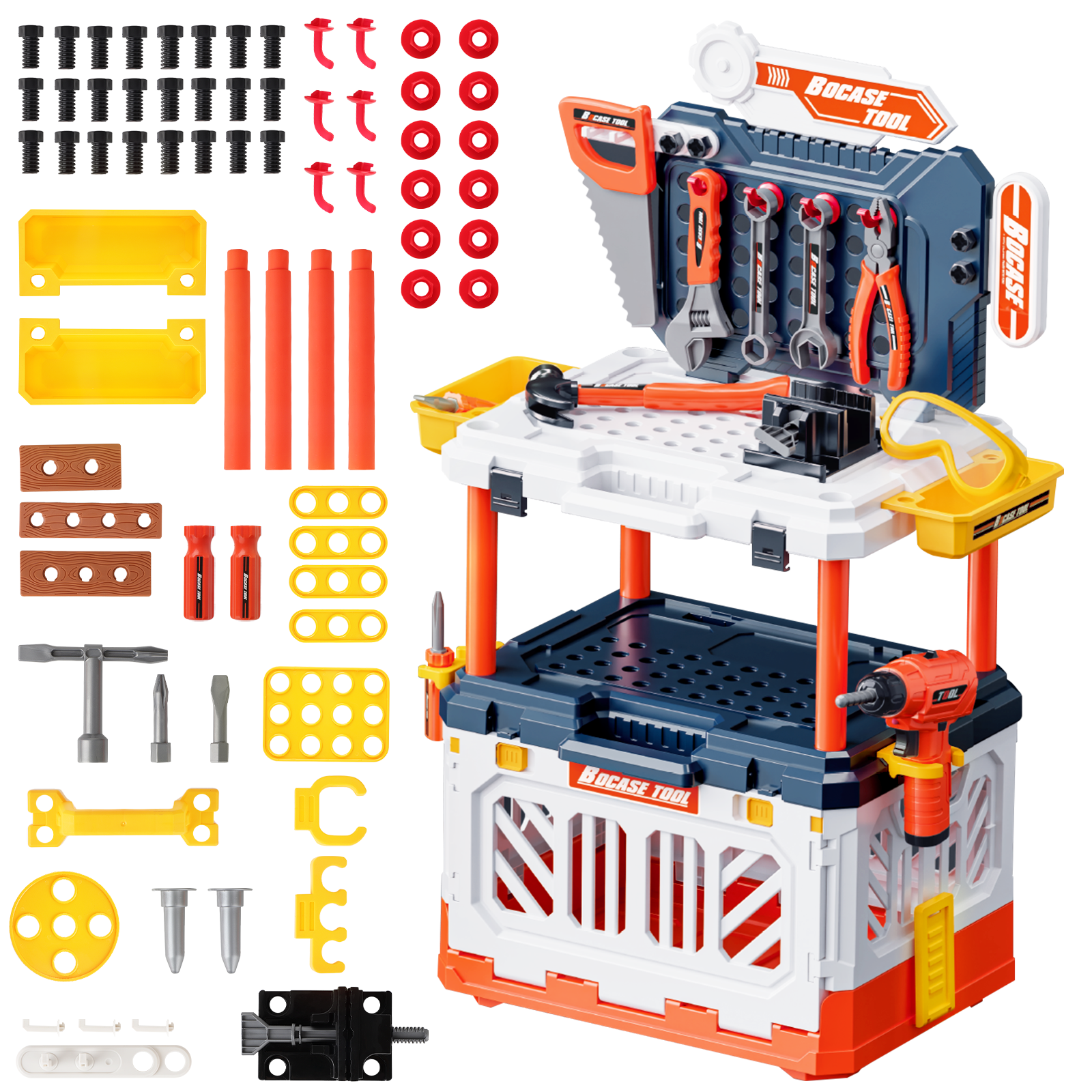 Mini Power Tools Bench 4 in 1 Kids Portable Workbench 90 Pcs Transformable Tool Bench – deaotoys