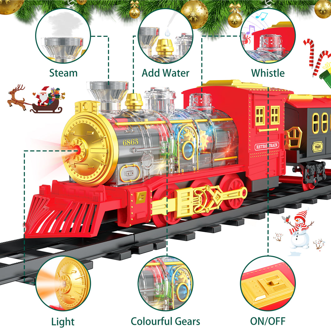 Electric Christmas Train Set with Deformable Carriage 4 Random Alloy C deaotoys