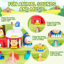 Load image into Gallery viewer, Farm Animal Pop-Up Activity Toy with Music and Sounds Interactive Baby Toddler Sensory Learning Playset Push Press Flip Turn Buttons Educational Gift for Ages 12M+
