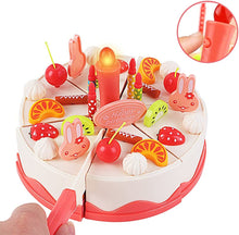 Load image into Gallery viewer, Cutting and Decorating Birthday Cake Tea Party Play Set with Candle Light and Dessert and Cake Accessories Included
