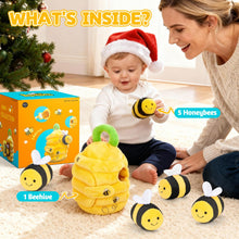 Load image into Gallery viewer, My First Honeybee Soft Plush Playset Interactive Hide &amp; Seek Beehive Toy for Babies &amp; Toddlers 5 Plush Bees &amp; Squeezable Hive Montessori Early Learning Gift for 1-3 Years
