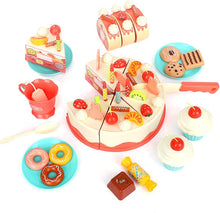 Load image into Gallery viewer, Cutting and Decorating Birthday Cake Tea Party Play Set with Candle Light and Dessert and Cake Accessories Included
