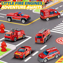 Load image into Gallery viewer, 2-in-1 Transformable Fire Truck Toy for Kids – Interactive Fire Engine Rescue Playset with Launcher, Ladder &amp; Mini Cars,Perfect Birthday &amp; Christmas Gift
