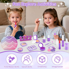 Load image into Gallery viewer, Girls Pretend Makeup Kit with Carry Case My First Kids Makeup Playset for Toddlers Safe Mess-Free Fake Makeup Complete Playset for Imagination Role Play Early Learning Perfect Gift for Girls 3+
