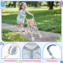 Load image into Gallery viewer, 6-in-1 Baby Doll  Playset, Baby Doll Pretend Role Playset with Dolls Cot, Dolls Pushchair, Play Mat, Swing Crib, Travel Bag, Doll Included, Pretend Role Play Accessories Gift for Kids Aged 3+

