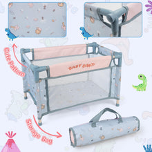 Load image into Gallery viewer, 6-in-1 Baby Doll  Playset, Baby Doll Pretend Role Playset with Dolls Cot, Dolls Pushchair, Play Mat, Swing Crib, Travel Bag, Doll Included, Pretend Role Play Accessories Gift for Kids Aged 3+
