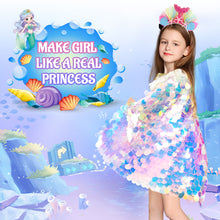 Load image into Gallery viewer, Princess Mermaid Sequins Cape Costume Set Role Play Fancy Dress Up for Kids Girl
