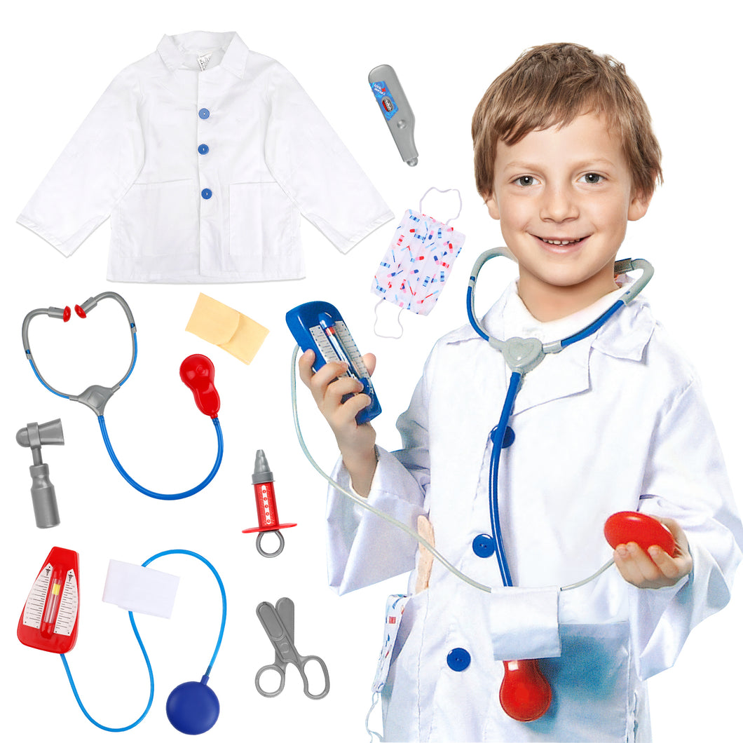 Pretend Doctor Role Play Fancy Dress Up Costume Set for Kids Medical Play Educational Toy for Kids Gifts for Xmas Birthday  Costume-PC-WDOC