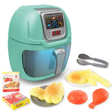 Load image into Gallery viewer, Green Air Fryer Toy Pretend Play Toys Cooking Machine Role Play Set with plates play food accessories food serving tongs-AF-G
