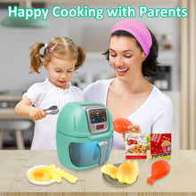 Load image into Gallery viewer, Green Air Fryer Toy Pretend Play Toys Cooking Machine Role Play Set with plates play food accessories food serving tongs-AF-G

