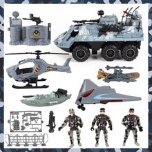 Load image into Gallery viewer, Soldier Army Men Action Figures with Military Vehicles Toys PlaysetToy Soldiers with Military Trucks Helicopter Boat for Birthday Christmas-AM13
