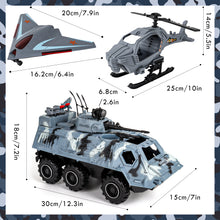 Load image into Gallery viewer, Soldier Army Men Action Figures with Military Vehicles Toys PlaysetToy Soldiers with Military Trucks Helicopter Boat for Birthday Christmas-AM13
