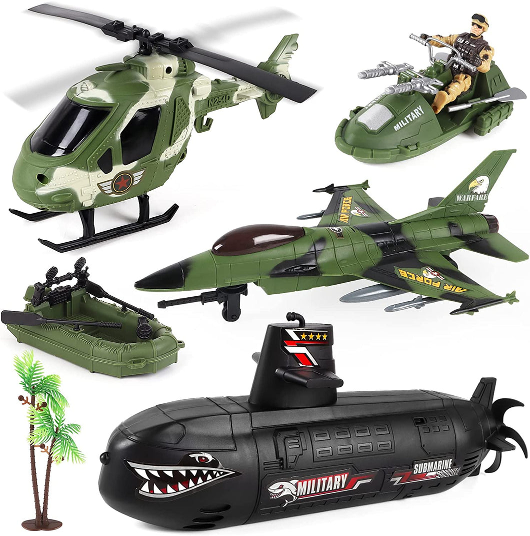 Army Men Action Figures Toy with Military Vehicles Helicopter Boat Aircraft Toys Playset Toy Soldiers Army Gift for Birthdays Christmas
