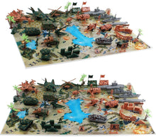 Load image into Gallery viewer, 56 Pieces Military Army Play Set with Play Map Toy Soldiers Military Vehicles Planes and Battlefield Great Fun Toys Gifts for Kids-AM8
