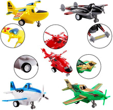 Load image into Gallery viewer, Set of 12 Pull Back Airplanes Vehicle Playset Variety Pack of Helicopters, Stealth Bombers, Fighter Jets, Aircraft, Planes
