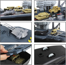 Load image into Gallery viewer, Model Ship Aircraft Carrier with Small Scale Model Planes, Trucks, Helicopter, Tank, Submarine, Battle Shops &amp; Action Figures Included-APCZ

