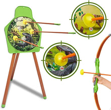 Load image into Gallery viewer, Dinosaur Themed Bow and Arrow Shooting Archery Set with Bow Suction Top Arrows Quiver Target Stand Outdoor Garden Game for Kids-AR-D
