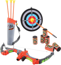 Load image into Gallery viewer, Indoor Outdoor Luminous Archery Play Set Toy with Target Suction Cup Arrows Target Board 6 Foam Targets Great Target Games for Kids
