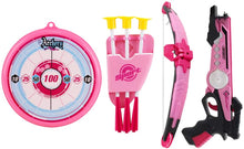 Load image into Gallery viewer, Toy Crossbow Set with Target Suction Cup Arrows and Target Board – Great Indoor and Outdoor Target Games for Kids (Pink)
