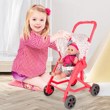 Load image into Gallery viewer, Baby Doll Stroller Set Pushchair Doll Playset with Soft Smooth 13 Inch New-born Realistic Doll Great Nurturing Nursery Role Play Set-BD-C8-U
