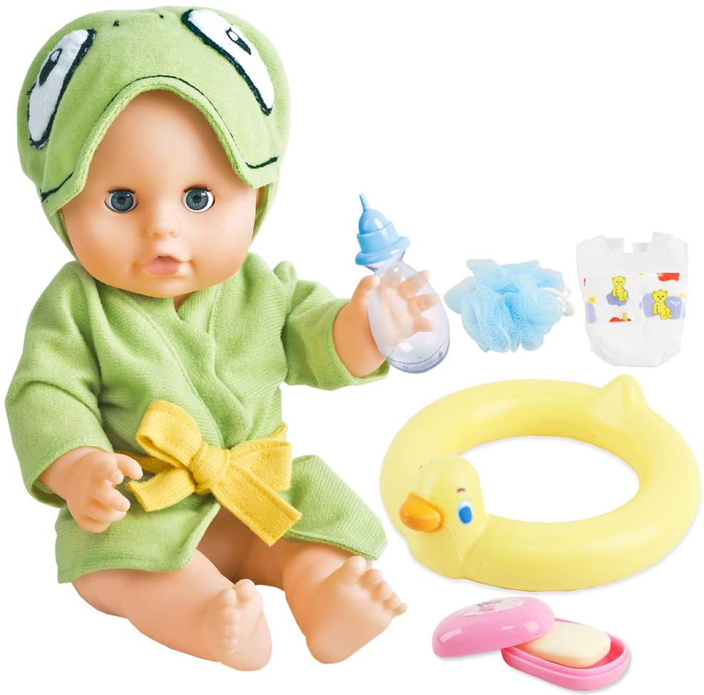 12” Interactive Swimming Baby Doll Bath Time Bathing and Swim Play Set with Toy Rubber Ring Soap Kids Toys Prefect Christmas Gift-BD-S11