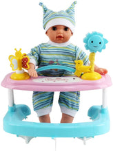 Load image into Gallery viewer, 14&quot; 11 Piece Baby Doll and Push along Walker Play Set with Removable Clothes 12 Sounds Light Functions Kids Toys Prefect Christmas Gift-BD-S14
