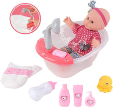 Load image into Gallery viewer, Baby Doll Bath Play Set with Real Water Faucet Function and Baby Doll Accessories Included-BD-S19
