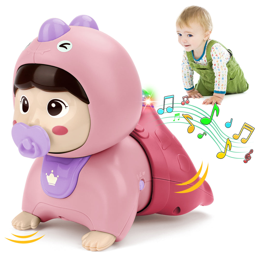 Crawling Baby Doll Toy with Music Light Interactive Educational Walking Dancing Sensory Toys Tummy Time Educational Toy For Toddlers-BDCB-P