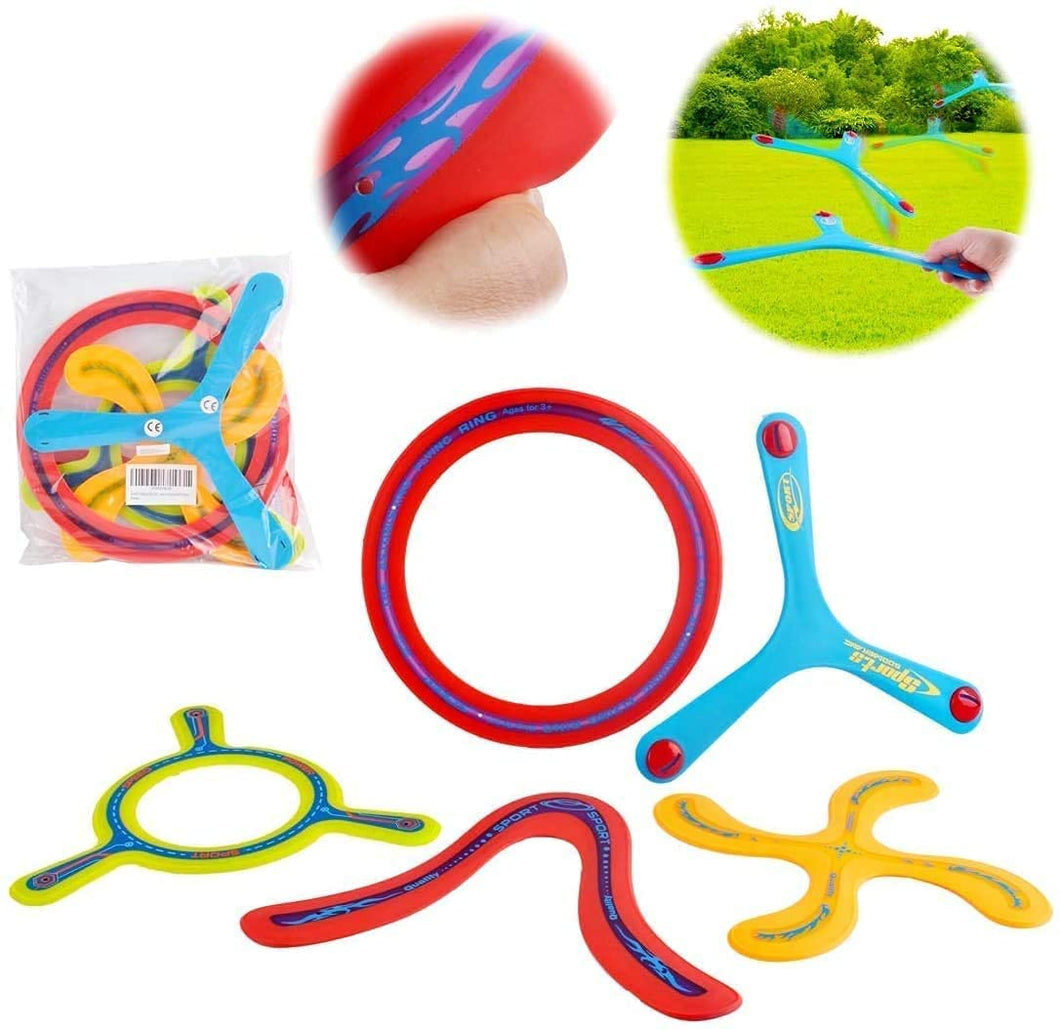 5 Piece Colourful All Style Returning Boomerang Sports Outdoor Activities Game Toy Gift for Beginners and Young Throwers-BR1