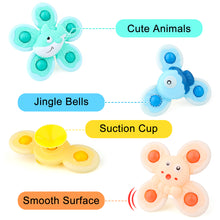 Load image into Gallery viewer, 4PCS Suction Cup Hand Spinner Toys, Fidget Spinner for kids with Suction Cup Baby interactive Sensory Toy Bath Spinning Toys for Toddlers-BT-10
