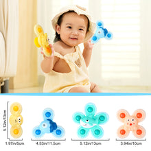 Load image into Gallery viewer, 4PCS Suction Cup Hand Spinner Toys, Fidget Spinner for kids with Suction Cup Baby interactive Sensory Toy Bath Spinning Toys for Toddlers-BT-10
