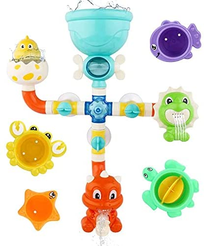 Baby Bath Dinosaur Toy Water Pipes with Waterwheel and Variety of Sea Animals Bathtime Play Toys Safe Material for Children-BT-9