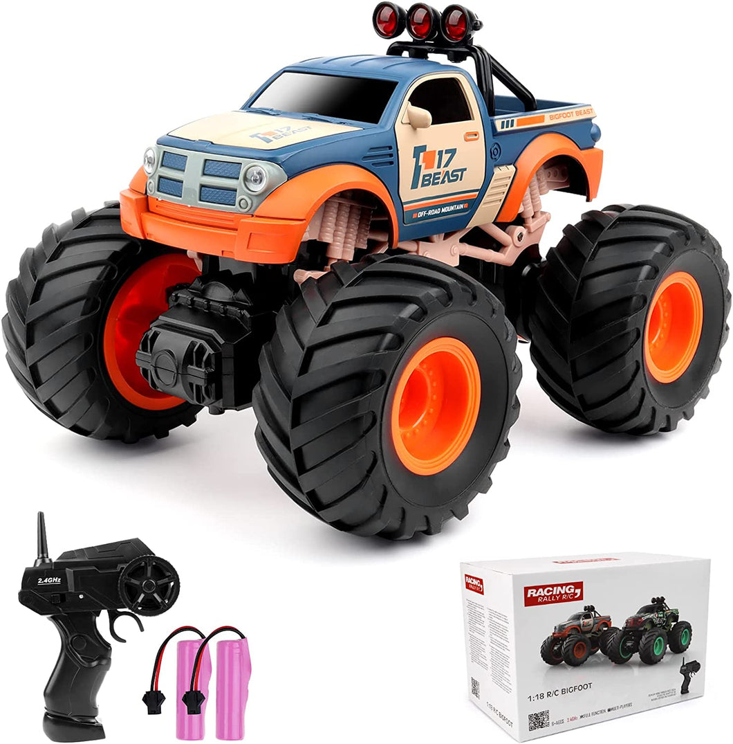 1:18 Scale Bigfoot Remote Control Monster Truck CarsToys 2.4Ghz All Terrain Racing Car Off-Road Rechargeable RC Crawler Cars Gift for Kids-CAR-O