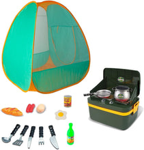 Load image into Gallery viewer, Pretend Play Camp Set Survival Kit with Large Tent and a Mini Portable Kitchen Oven Indoor and Outdoor Toy for Children -CP-GN-2
