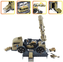 Load image into Gallery viewer, 2-in-1 Transporter and Garage Military Play Set Collectible Military Vehicles with Ramp kids Toys Prefect Birthday Christmas Gift-CR-A
