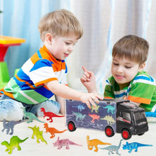 Load image into Gallery viewer, Dinosaur Transporter Truck Carrycase Carrier Miniature T-Rex Triceratops Spinosaurus Pterodactyl Figures Christmas Gift Toy for Kids-CR-DINO
