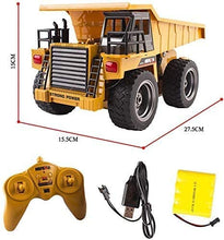Load image into Gallery viewer, 1:18 Construction Toy Car 6 Channel Remote Control Truck Fully Functional Die Cast RC Dumper Truck with LED Light Sound Toys for Kids -DCT
