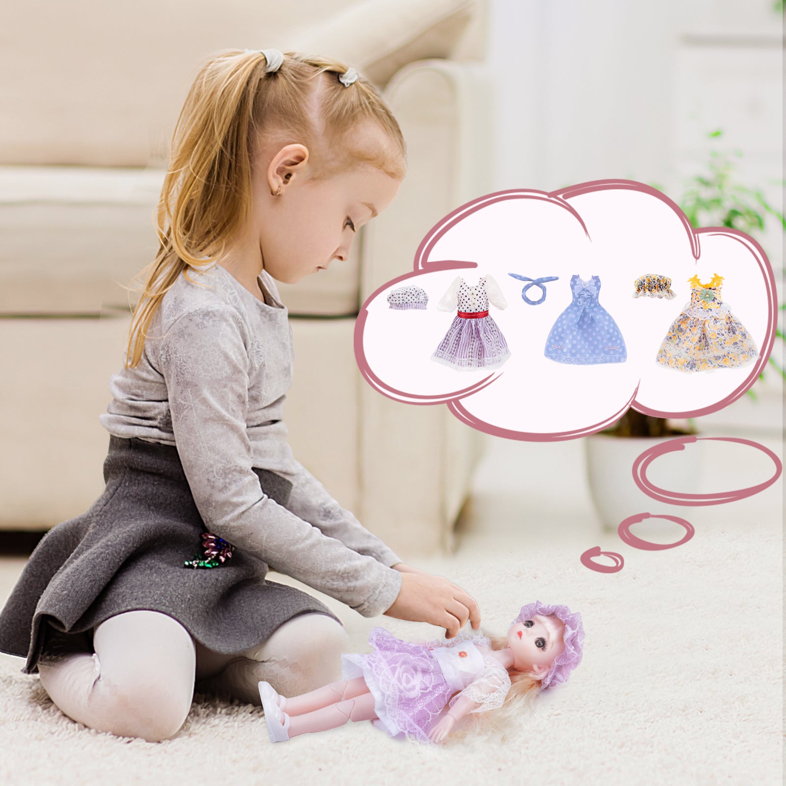 Baby Doll Toy Girl Doll Dress-Up Doll Toy Set with Doll Clothes