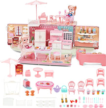 Load image into Gallery viewer, Portable Doll House Kitchen Playset DIY Pretend Portable Caravan Camper Bus Doll Play House Furniture Toy Kit Mini Family Toys for Kids-DH-CK
