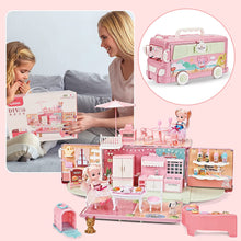 Load image into Gallery viewer, Portable Doll House Kitchen Playset DIY Pretend Portable Caravan Camper Bus Doll Play House Furniture Toy Kit Mini Family Toys for Kids
