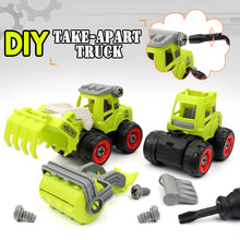 Load image into Gallery viewer, Kids Educational DIY Assembly Farm Truck Toy with 4 Vehicles and Screwdriver to Assemble - Green-DIYC1
