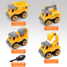Load image into Gallery viewer, Kids Educational DIY Assembly Construction Truck Toy with 4 Vehicles and Screwdriver to Assemble - Yellow-DIYC3
