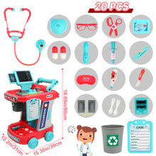 Load image into Gallery viewer, 20 PCS Educational Pretend Medical Station Set Doctor Kit for Kids Portable Role Play Set with Deluxe Accessories Prefect Gift -Pink-DOC-P
