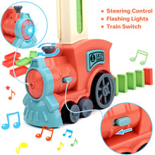 Load image into Gallery viewer, Automatic Domino Laying Electric Train Toy Set with 60Pcs Domino Blocks Sound and Light Kids Stacking Toys Domino Game for Kids (Pink)-DOMT-P1
