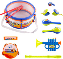 Load image into Gallery viewer, Musical Instruments Toys, Kids Drum Set with Trumpet Flute Harmonica Great Beginners Musical Percussion Set for Kids-DRUM-2
