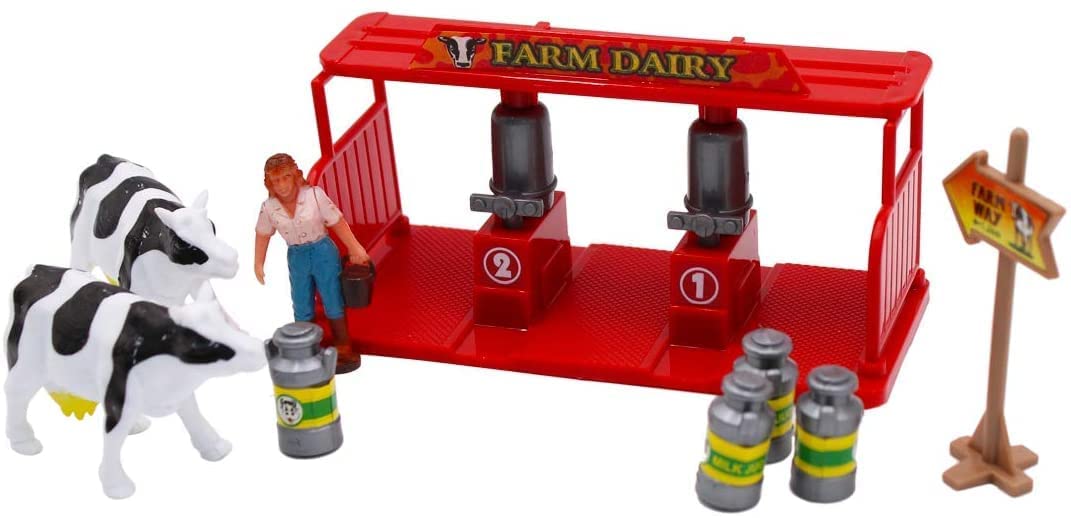 31 Piece Portable Farmyard Play Set with Farm Tractor Trailer
