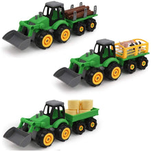 Load image into Gallery viewer, 28 Pcs Farm Yard Play Set with DIY Take Apart Push Along Tractor and Trailers Educational Toys Great Birthday Christmas Gift -FM3
