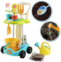 Load image into Gallery viewer, 26 Pcs Gardening Tools and Trolley Play Set Rake Spade Watering Can Bucket Garden Fun Educational Toy Birthday Christmas Gift for Kids-FTAL-GRDN
