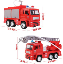 Load image into Gallery viewer, Fire Rescue Trucks Play Set with Removable Accessories Water Hose Lights and Sounds  Early Education Toy Car for Kids (2 Pack)-FTS2
